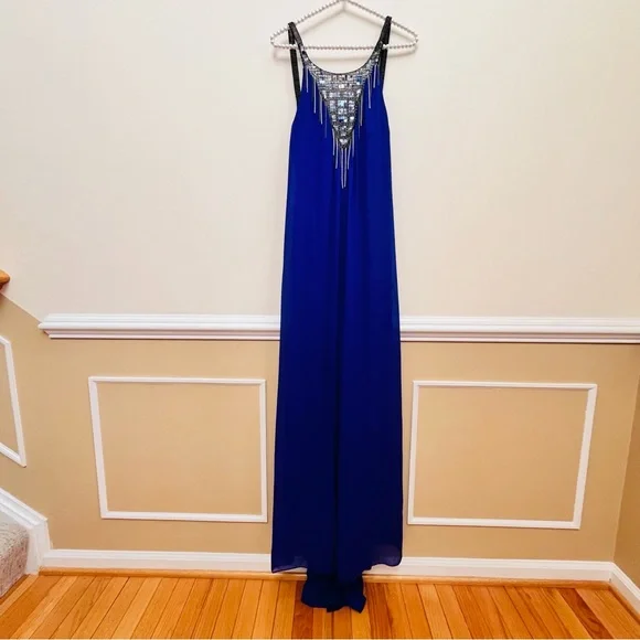 100% Silk Beaded Maxi Dress BCBG MaxAzria - Picture 2 of 11